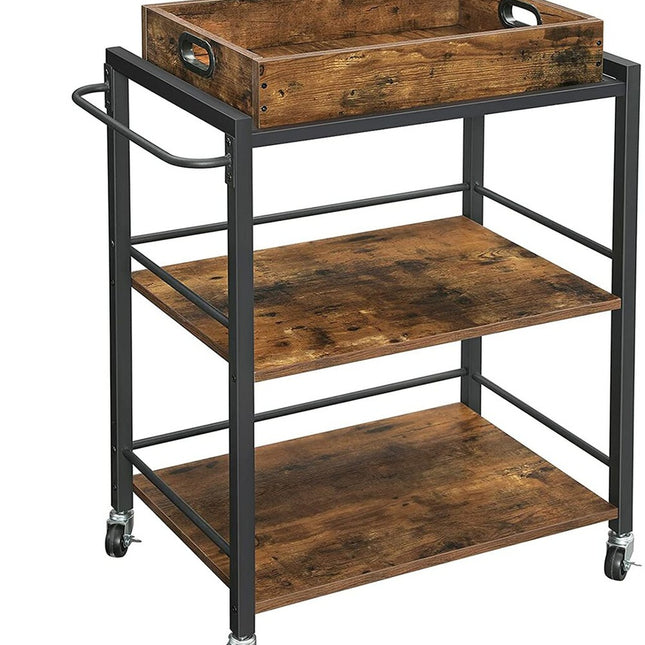 VASAGLE Utility Cart Rustic Brown LRC72X
