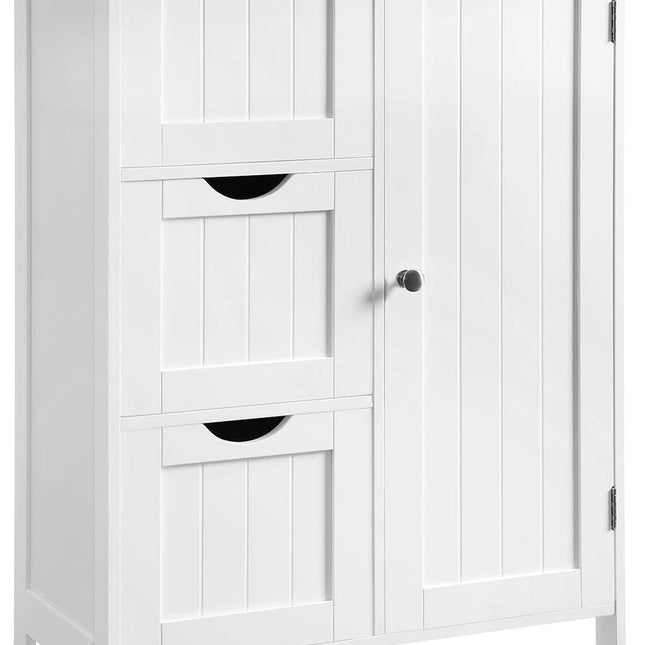 VASAGLE Floor Cabinet with 3 Drawers and Adjustable Shelf White BBC49WT