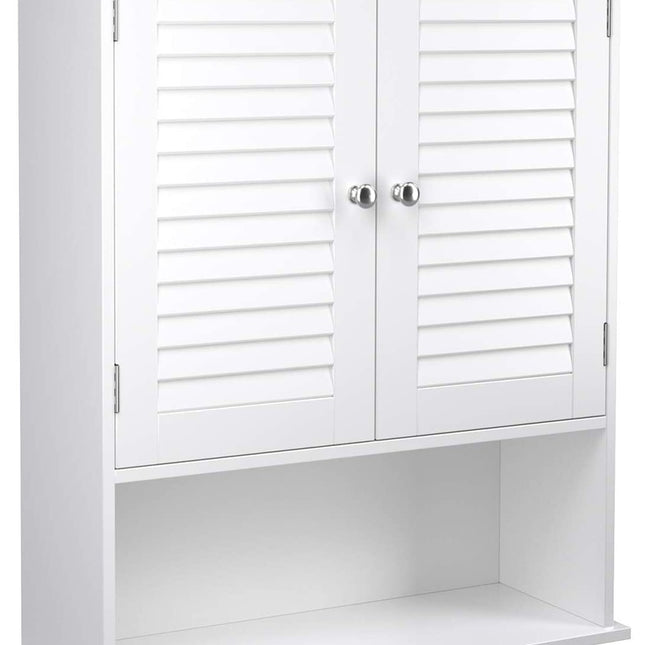 VASAGLE Wall Cabinet with 2 Doors and Cupboard White BBC27WT