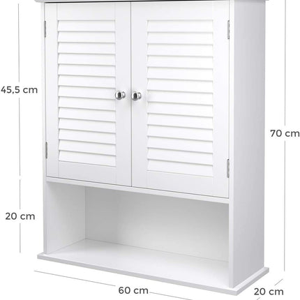 VASAGLE Wall Cabinet with 2 Doors and Cupboard White BBC27WT