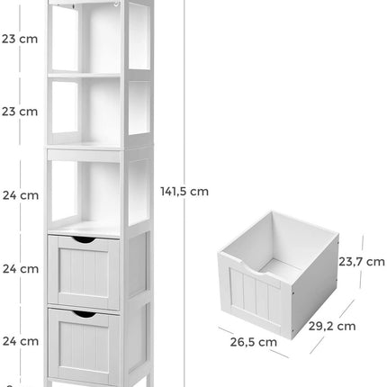 VASAGLE Floor Cabinet with Shelves and Drawers White BBC66WT