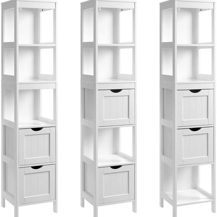 VASAGLE Floor Cabinet with Shelves and Drawers White BBC66WT