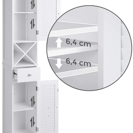 VASAGLE Floor Cabinet with 2 Doors and Shelves White BBC69WT