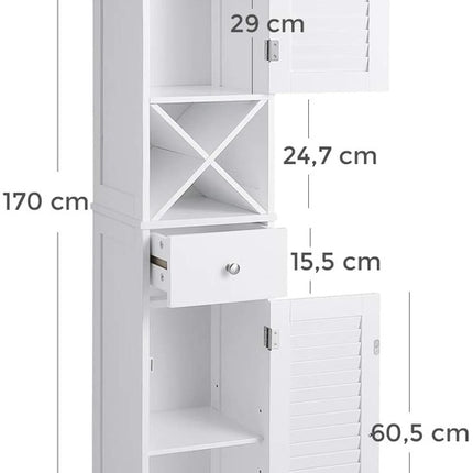 VASAGLE Floor Cabinet with 2 Doors and Shelves White BBC69WT