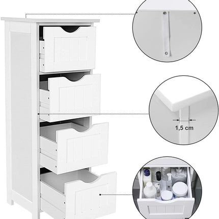 VASAGLE Floor Cabinet with 4 Drawers White LHC40W