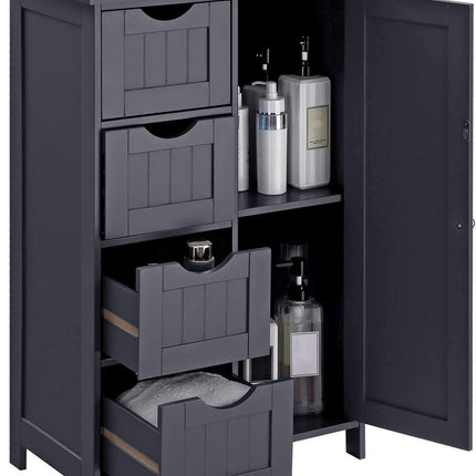 VASAGLE Floor Cabinet with 4 Drawers and Adjustable Shelf Gray LHC41GY