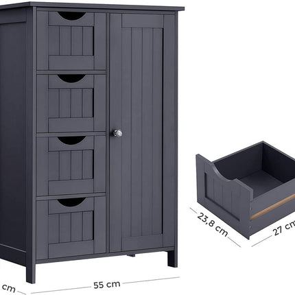 VASAGLE Floor Cabinet with 4 Drawers and Adjustable Shelf Gray LHC41GY
