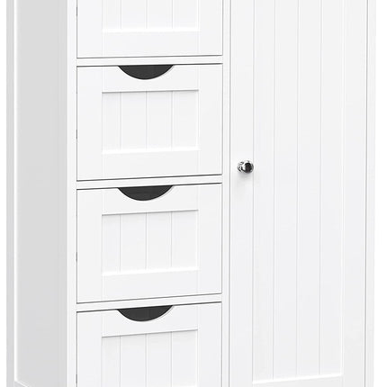 VASAGLE Floor Cabinet with 4 Drawers and Adjustable Shelf White LHC41W