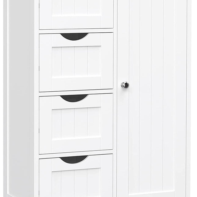 VASAGLE Floor Cabinet with 4 Drawers and Adjustable Shelf White LHC41W