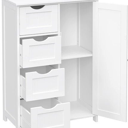 VASAGLE Floor Cabinet with 4 Drawers and Adjustable Shelf White LHC41W