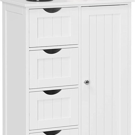 VASAGLE Floor Cabinet with 4 Drawers and Adjustable Shelf White LHC41W