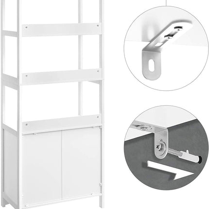 VASAGLE Floor Cabinet with Drawer 3 Open Shelves and Double Doors White BBC67WT