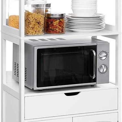 VASAGLE Floor Cabinet with Drawer 3 Open Shelves and Double Doors White BBC67WT