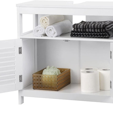 VASAGLE Under Sink Cabinet with 2 Doors Open Compartment White BBC02WT