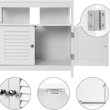 VASAGLE Under Sink Cabinet with 2 Doors Open Compartment White BBC02WT