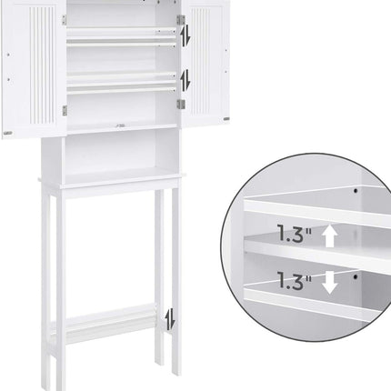 VASAGLE Toilet Shelf with Shelf and Double Doors White BBC10WT
