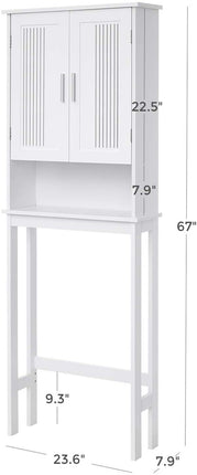 VASAGLE Toilet Shelf with Shelf and Double Doors White BBC10WT