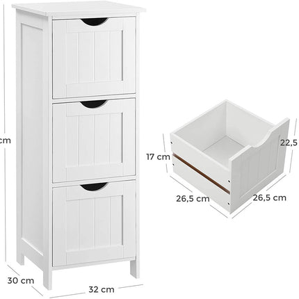 VASAGLE Floor Cabinet with 3 Drawers White BBC50WT