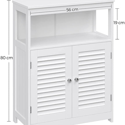 VASAGLE Floor Cabinet with Shelf and 2 Doors White BBC40WT