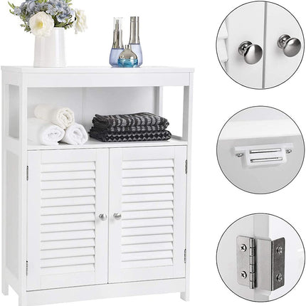 VASAGLE Floor Cabinet with Shelf and 2 Doors White BBC40WT