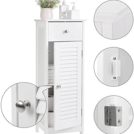 VASAGLE Floor Cabinet with Drawer and 1 Door White BBC43WT