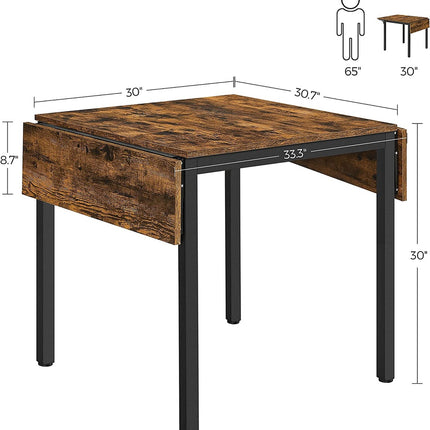 VASAGLE Folding Dining Table Drop Leaf Extendable Brown