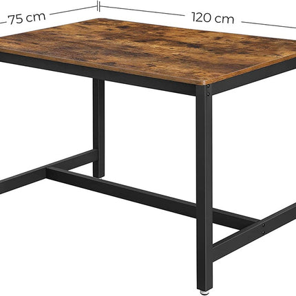 VASAGLE Dining Kitchen Table Metal Frame Rustic Brown and Black