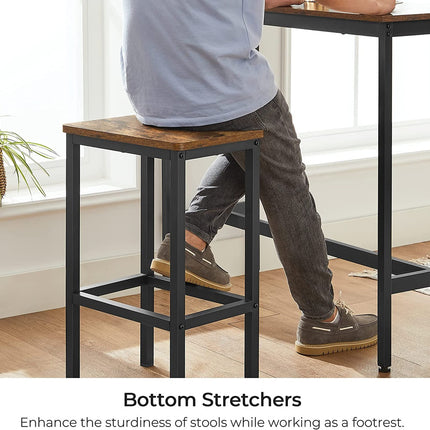 VASAGLE Bar Table with Bar Stool Set Industrial Design Vintage Brown/Black