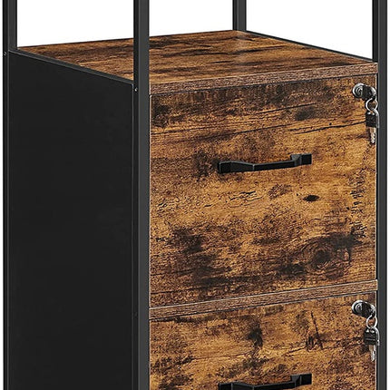 VASAGLE Filing Cabinet with 2 Drawers Rustic Brown and Black