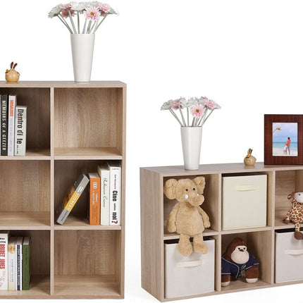 VASAGLE Bookcase with 6 Compartments Wooden Shelving