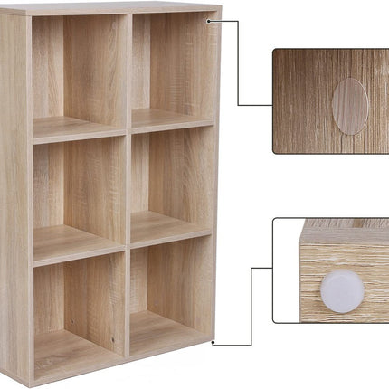 VASAGLE Bookcase with 6 Compartments Wooden Shelving