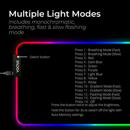 Voctus RGB Mouse Pad 4 USB Ports 800x300x4mm VT-MP-100-CZ