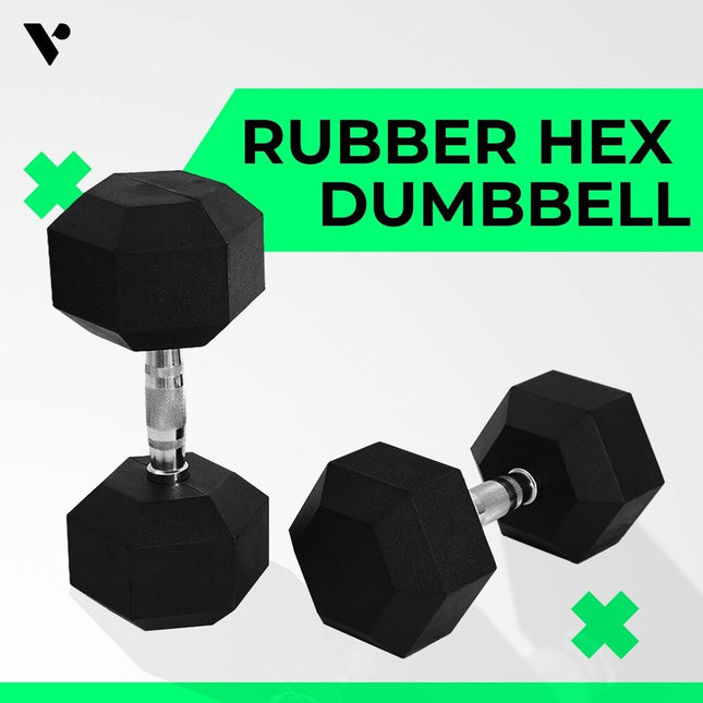 Verpeak Rubber Hex Dumbbells 22.5kg - VP-DB-109