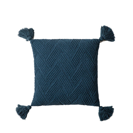 Cushion Cover-Knitted with Tassels-Teal-45cm x 45cm