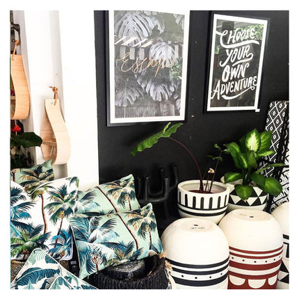 Cushion Cover-With Piping-Palm Trees Lagoon-35cm x 50cm