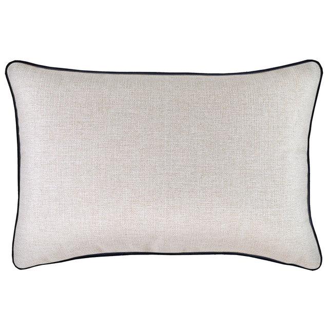 Cushion Cover-With Black Piping-Natural-35cm x 50cm