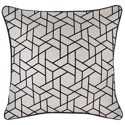 Cushion Cover-With Black Piping-Milan Black-45cm x 45cm