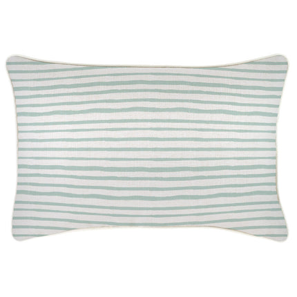 Cushion Cover-With Piping-Paint Stripes Pale Mint-35cm x 50cm
