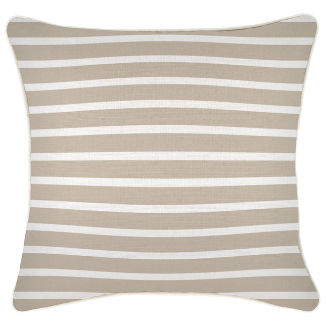 Cushion Cover-With Piping-Hampton Stripe Beige-45cm x 45cm