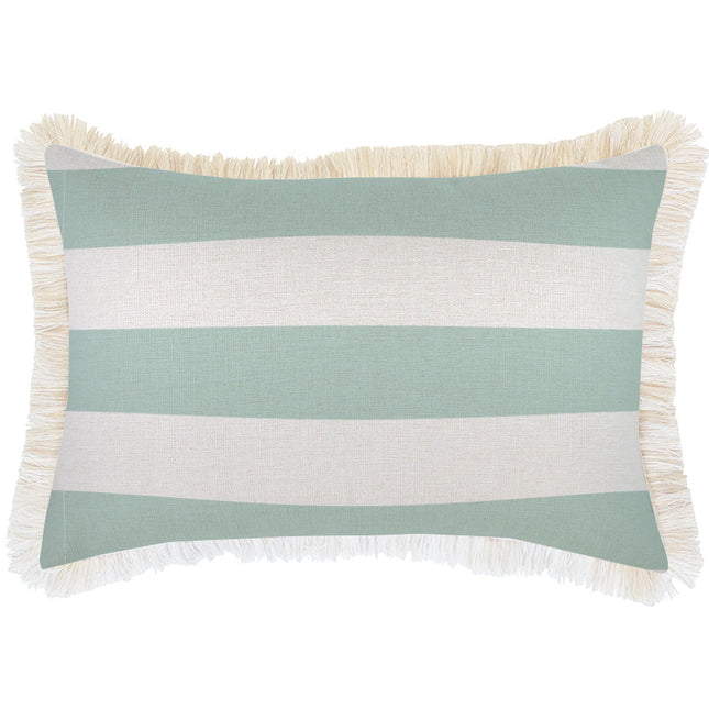 Cushion Cover-Coastal Fringe-Deck-Stripe-Mint-35cm x 50cm