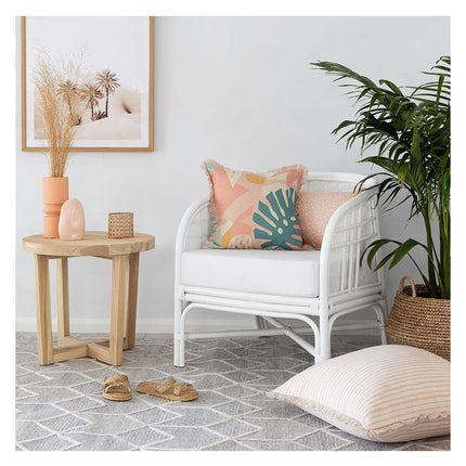 Cushion Cover-Coastal Fringe-Paint Stripes Blush-60cm x 60cm