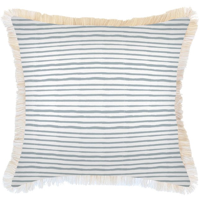 Cushion Cover-Coastal Fringe-Paint Stripes Smoke-45cm x 45cm