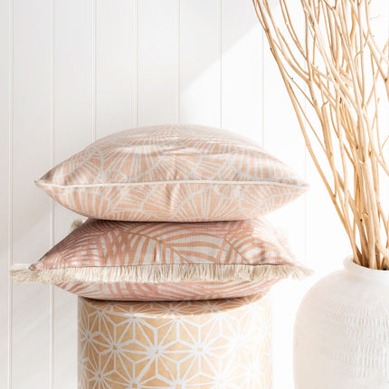 Cushion Cover-Coastal Fringe Natural-Seminyak Blush-45cm x 45cm