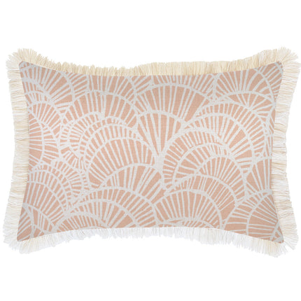 Cushion Cover-Coastal Fringe Natural-Positano Blush-35cm x 50cm