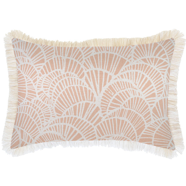 Cushion Cover-Coastal Fringe Natural-Positano Blush-35cm x 50cm