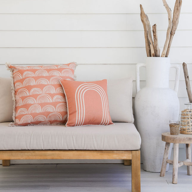 Cushion Cover-Coastal Fringe- Rainbows-Clay-60cm x 60cm