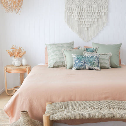 Cushion Cover-Coastal Fringe-Rainbows-Sage-35cm x 50cm