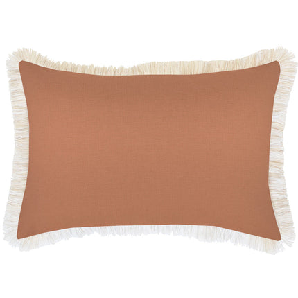 Cushion Cover-Coastal Fringe-Solid-Clay-35cm x 50cm