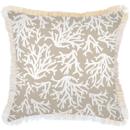 Cushion Cover-Coastal Fringe-Coastal Coral Beige-60cm x 60cm