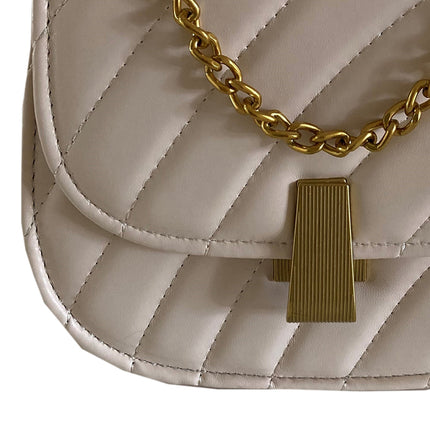 Cross Body Handbag Gold Chain Cream